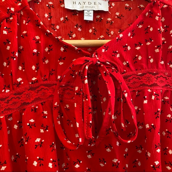 HAYDEN LA - Tiered Red Floral Lace Top - Picture 6 of 10